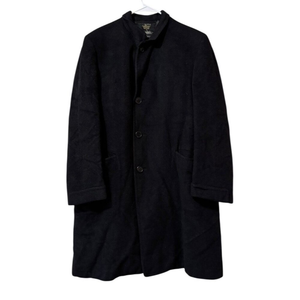 Kuppenheimer Ingloom Black Gray 100% Cashmere Men's Trench Coat Measured Vintage